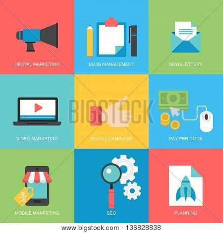Flat icons design for modern website development