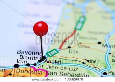 Anglet pinned on a map of France