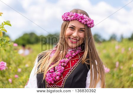 Girl Picking Roses