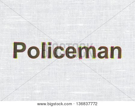 Law concept: CMYK Policeman on linen fabric texture background