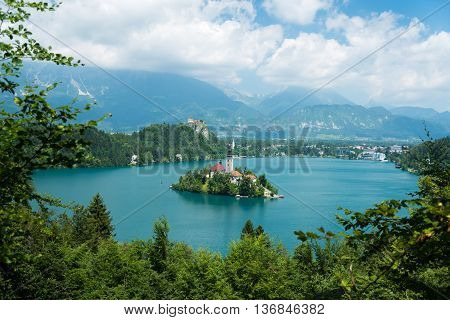 View of Lake Bled from Mala Osojnica, Slovenia