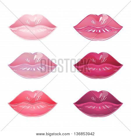 glossy lips of different shades of lipstick