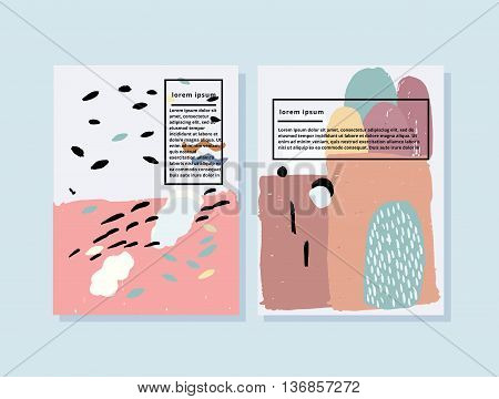 Vector artistic set of artistic creative cards. Hand Drawn textures. for poster, card, invitation, placard, brochure, flyer