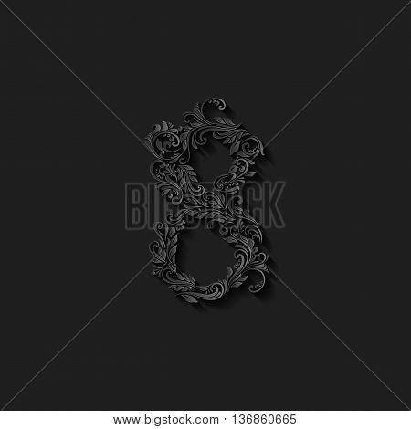 Richly decorated eight digit on black background