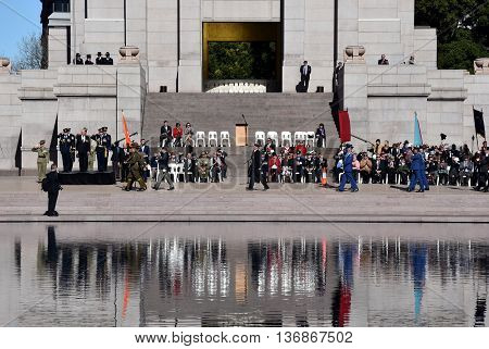 Sydney Australia - July 3 2016. The National Reserve Forces Day Parade at the ANZAC Memorial in Hyde Park South. The parade celebrated the Centenary of the Western Front battles in 1916.