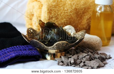 Moroccan bath spa with ghassoul soap and clay
