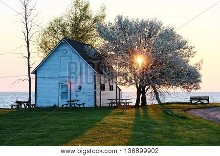 Sunrise at Pointe aux Barques, Lake Huron, Michigan, USA