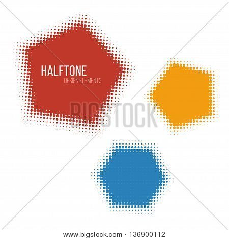 color halftone design elements. Stock vector illustration