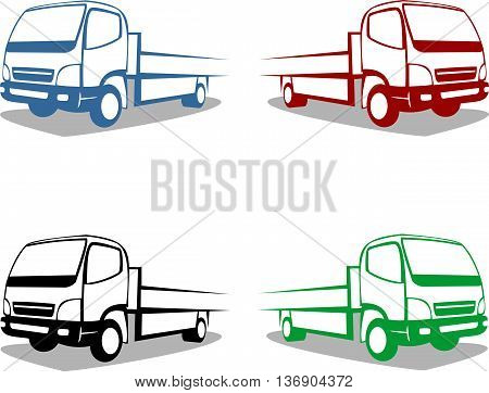 logo transport small truck with multi color silhouette