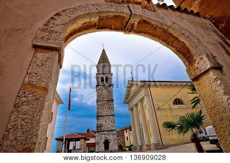 Town of Visnjan square and church Istria Croatia