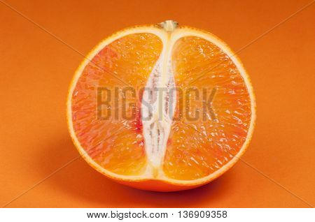 Half Of Blood Red Sicily Orange. Studio Shoot.