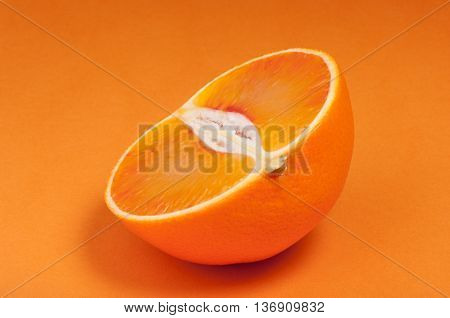 Half Of Blood Red Sicily Orange. Studio Shoot.