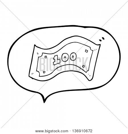 freehand drawn speech bubble cartoon 100 dollar bill