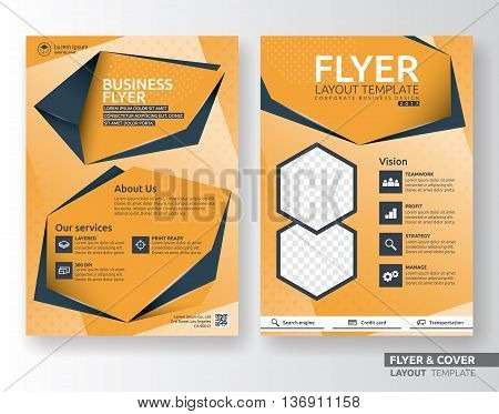 Multipurpose corporate business flyer layout design. Suitable for flyer brochure book cover and annual report. yellow and black color in A4 size template background with bleeds. Vector illustration