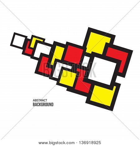Vector  red yellow abstract. Vector minimal style background. Modern geometric shape. Minimal fashion background. Colorful square