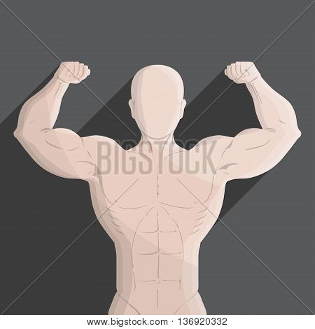 male muscle gym grey illustration for sport, gym and education use.