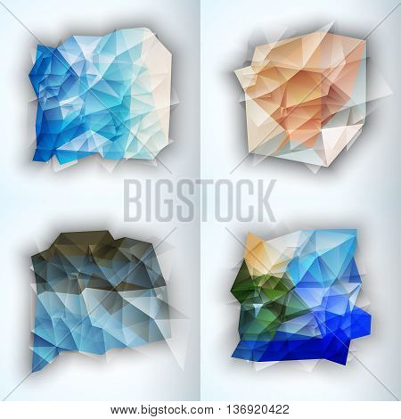 Multicolor Design Templates. Geometric Triangular Spot Abstract Modern Background. Crystal Jewelry Gem. Vector Illustration set.