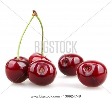 Cherry On A White Background Stock Photos