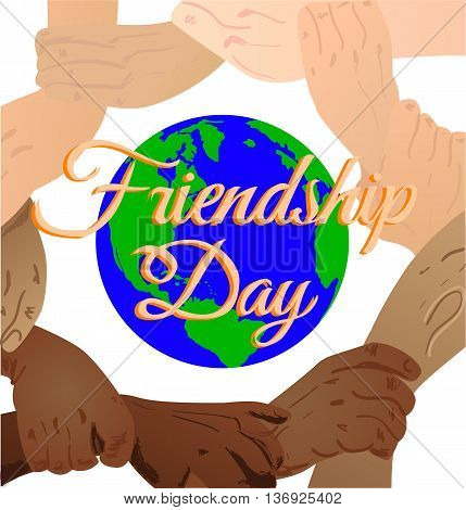 Vector illustration beautiful card for friendship day with promise hand. vector illustration