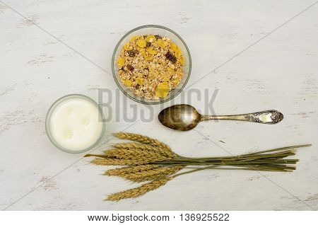 Traditional Breakfast Setting - Milk And Buesli