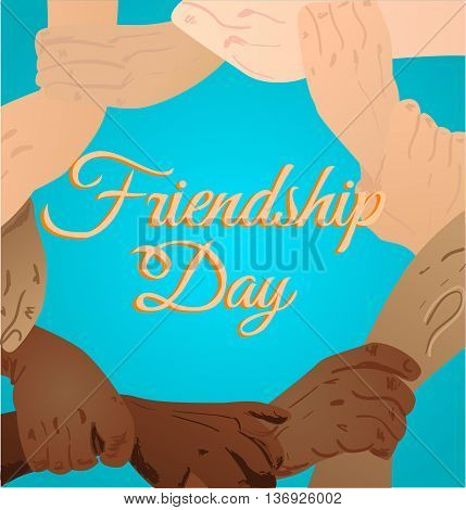 Vector illustration beautiful card for friendship day with promise hand. vector illustration