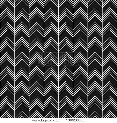 Linear seamless pattern with zig zag in black and white