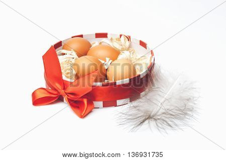 Brown Eggs In Decorative Box
