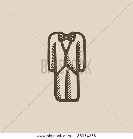 Wedding tuxedo vector sketch icon isolated on background. Hand drawn Wedding tuxedo icon. Wedding tuxedo sketch icon for infographic, website or app.
