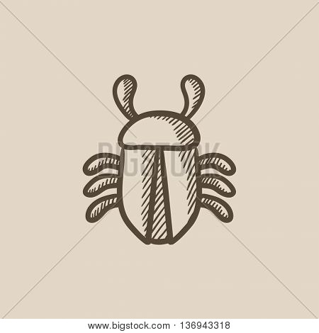 Computer bug vector sketch icon isolated on background. Hand drawn Computer bug icon. Computer bug sketch icon for infographic, website or app.