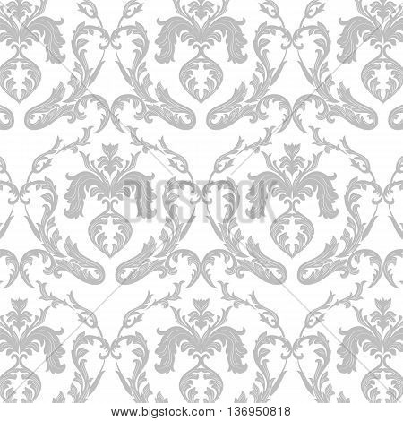 Vintage Floral ornament damask pattern. Elegant luxury texture for texture fabric backgrounds and invitation cards. Pastel blue color. Vector