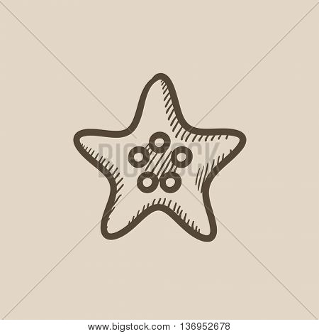 Starfish vector sketch icon isolated on background. Hand drawn Starfish icon. Starfish sketch icon for infographic, website or app.