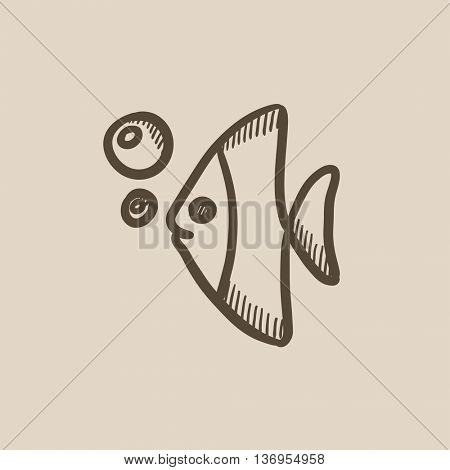 Fish under water vector sketch icon isolated on background. Hand drawn Fish under water icon. Fish under water sketch icon for infographic, website or app.
