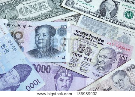 Background with many currency,money from many country