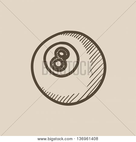 Billiard ball vector sketch icon isolated on background. Hand drawn Billiard ball icon. Billiard ball sketch icon for infographic, website or app.