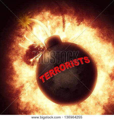 Terrorists Bomb Represents Freedom Fighters And Explosions