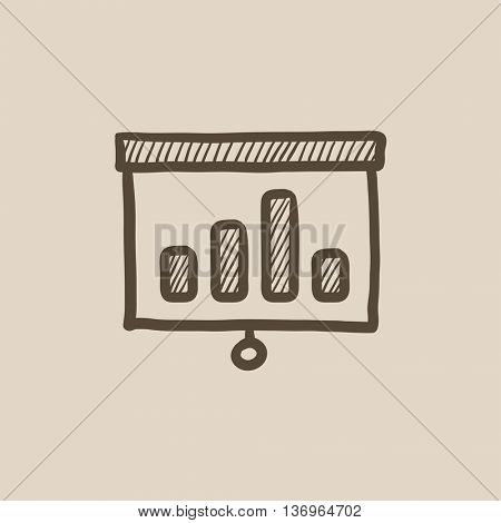 Projector roller screen vector sketch icon isolated on background. Hand drawn Projector roller screen icon. Projector roller screen sketch icon for infographic, website or app.
