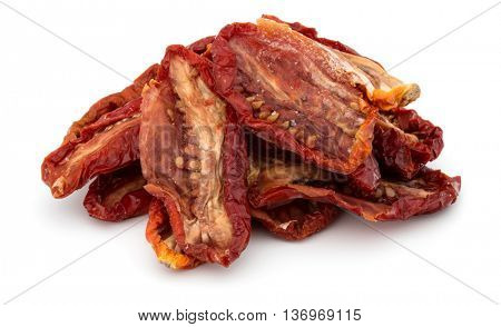 Dried tomatoes isolated on white background cutout