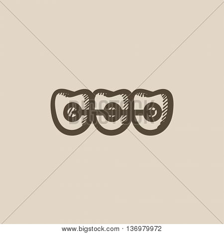 Orthodontic braces vector sketch icon isolated on background. Hand drawn Orthodontic braces icon. Orthodontic braces sketch icon for infographic, website or app.