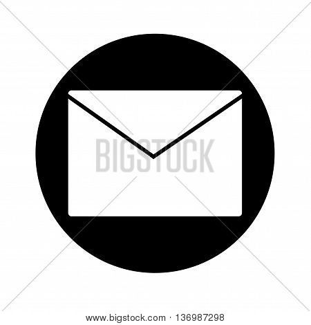 Envelope icon in in black circle. Vector.