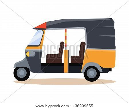 Asia travel conceptual illustration in flat style design. Summer vacation in exotic countries vector. Original urban transport concept. Asian taxi icon.