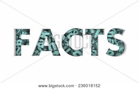 Facts Word Letters Background Research Findings Info 3d Illustration