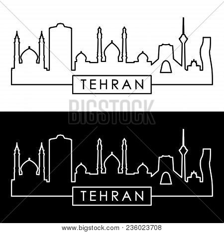 Tehran Skyline. Linear Style. Editable Vector File.