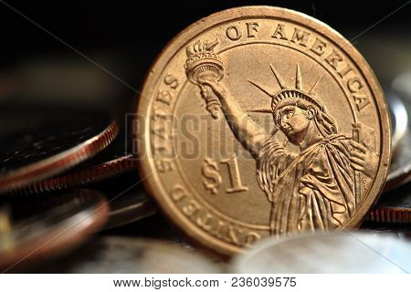 Close Up Of U.s. One Dollar Coin