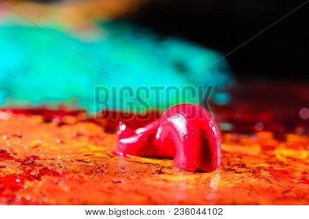 Close Up Of Artists Palette, Oil Paint