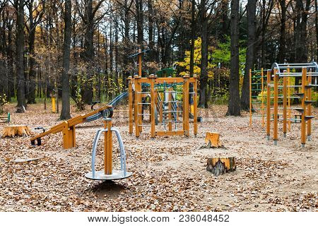 Playground In Urban Timiryazevskiy Park In Moscow City In Autumn