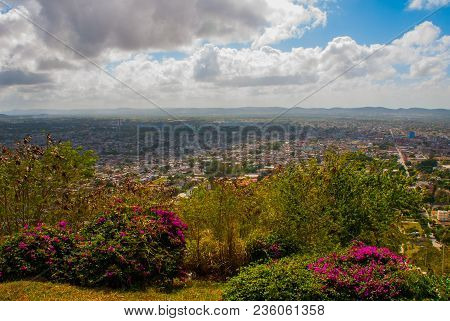 Cuba. Holguin: Top View Of The City Holguin. Landscape In Sunny Weather.