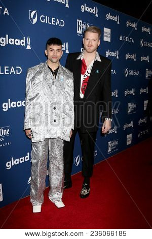 LOS ANGELES - APR 12:  Mitch Grassi, Scott Hoying, Superfruit at GLAAD Media Awards Los Angeles at Beverly Hilton Hotel on April 12, 2018 in Beverly Hills, CA
