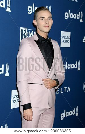 LOS ANGELES - APR 12:  Adam Rippon at GLAAD Media Awards Los Angeles at Beverly Hilton Hotel on April 12, 2018 in Beverly Hills, CA
