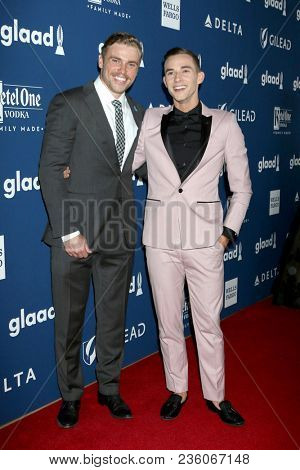LOS ANGELES - APR 12:  Gus Kenworthy, Adam Rippon at GLAAD Media Awards Los Angeles at Beverly Hilton Hotel on April 12, 2018 in Beverly Hills, CA