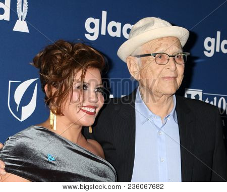 LOS ANGELES - APR 12:  Justina Machado, Norman Lear at GLAAD Media Awards Los Angeles at Beverly Hilton Hotel on April 12, 2018 in Beverly Hills, CA
